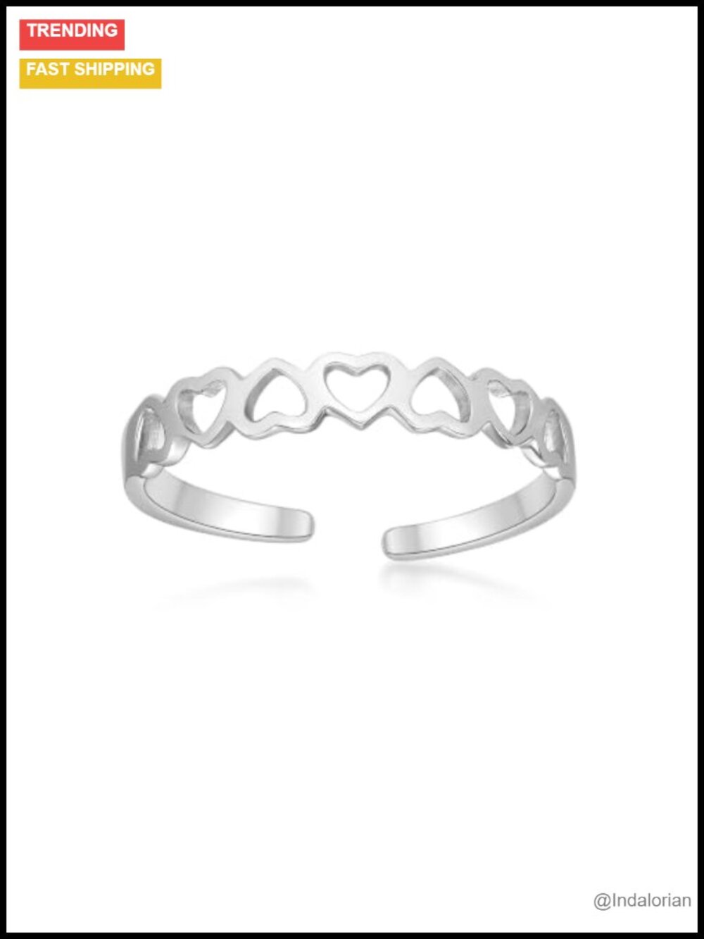 10k Gold Filigree Heart Toe Ring Open Band Women Jewelry